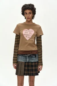 LAYERED HEART MESSAGE LONG SLEEVE T-SHIRT thumb 1