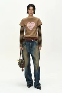 LAYERED HEART MESSAGE LONG SLEEVE T-SHIRT thumb 2