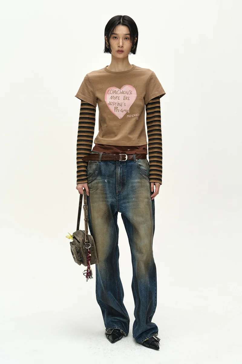LAYERED HEART MESSAGE LONG SLEEVE T-SHIRT 2