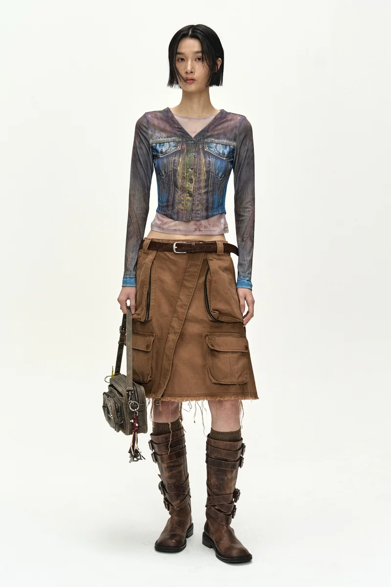 TROMPE L'OEIL DENIM LAYERED TATTOO TOP 1