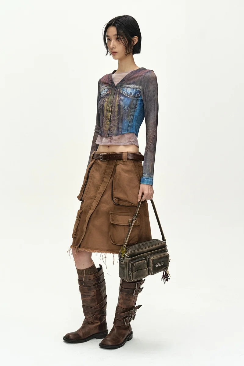 TROMPE L'OEIL DENIM LAYERED TATTOO TOP 2