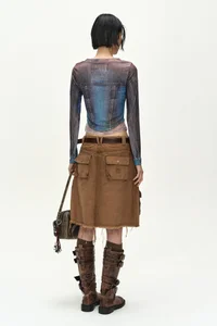 TROMPE L'OEIL DENIM LAYERED TATTOO TOP thumb 3