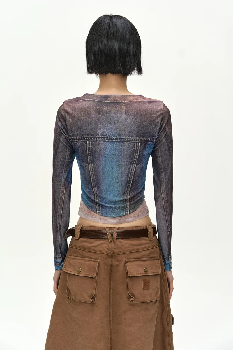 TROMPE L'OEIL DENIM LAYERED TATTOO TOP 5