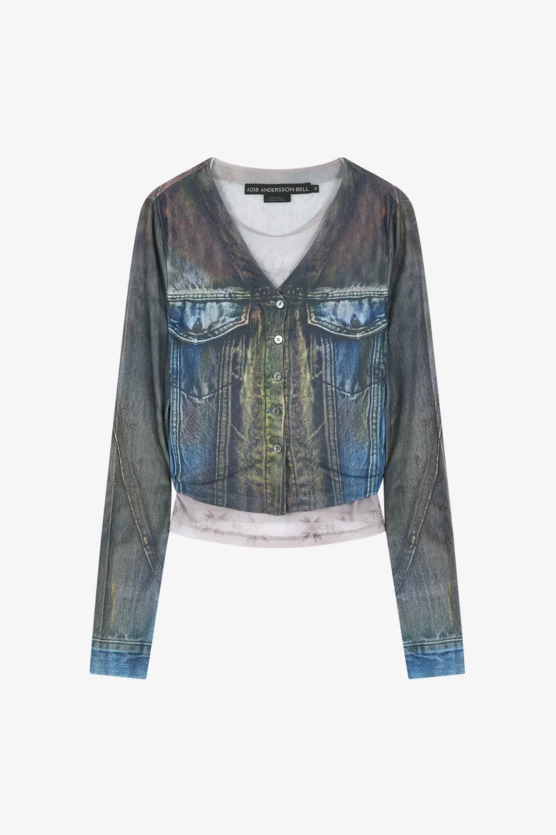 TROMPE L'OEIL DENIM LAYERED TATTOO TOP 8