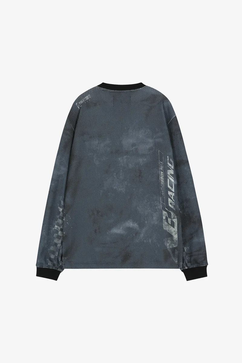 RACING PRINTED WAFFLE LONG SLEEVE T-SHIRT 9