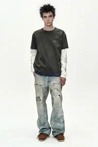 DISTRESS LAYERED LONG SLEEVE T-SHIRT thumb 2