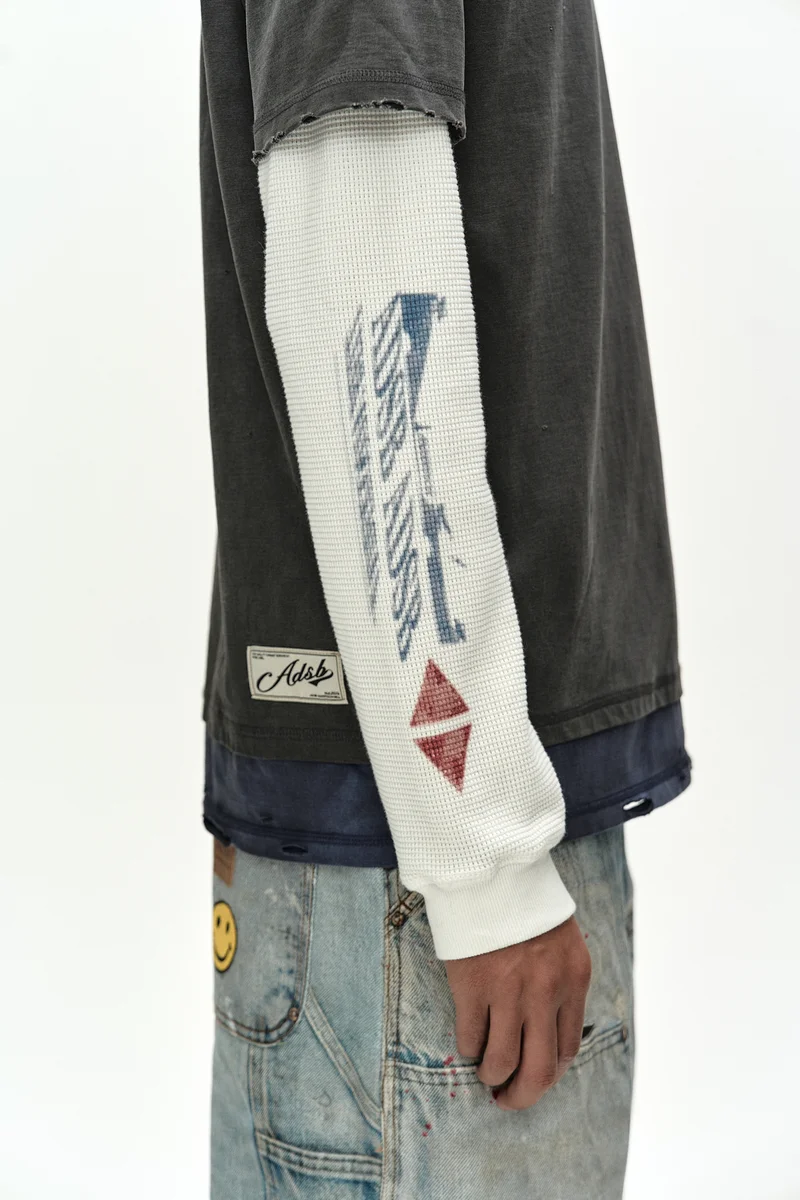 DISTRESS LAYERED LONG SLEEVE T-SHIRT 7