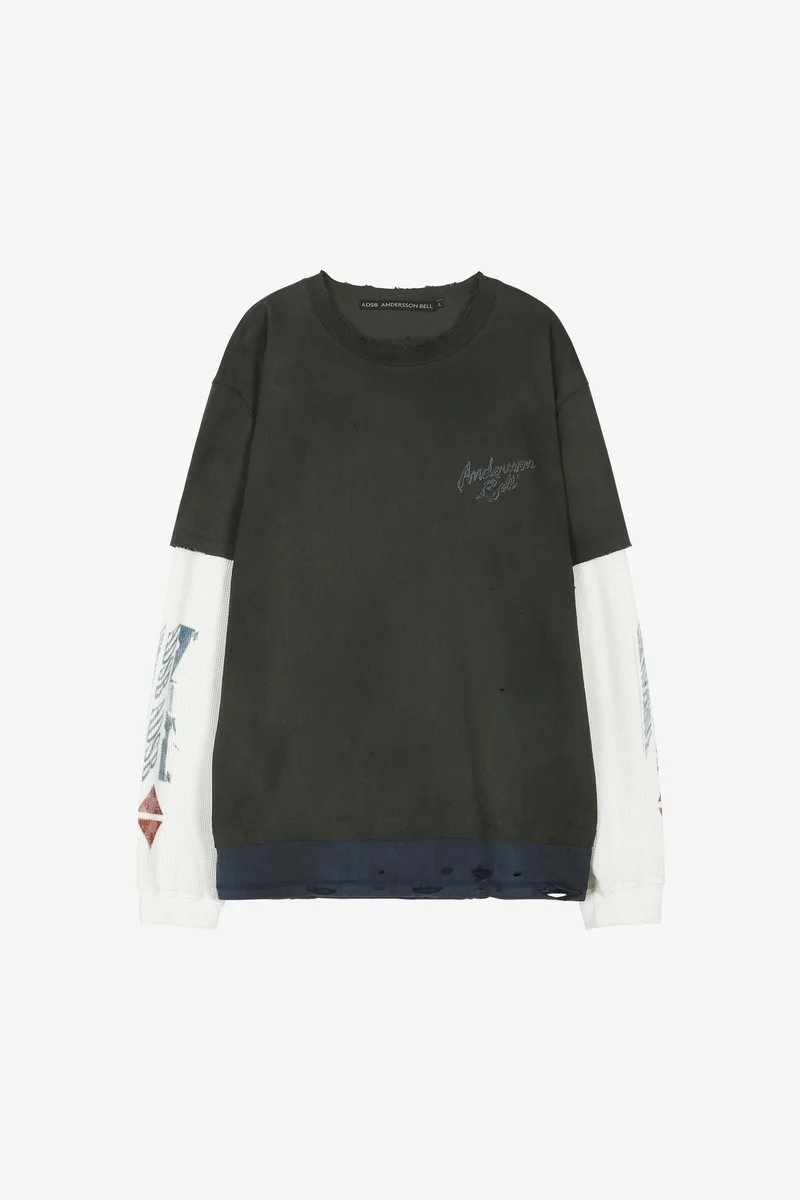 DISTRESS LAYERED LONG SLEEVE T-SHIRT 9
