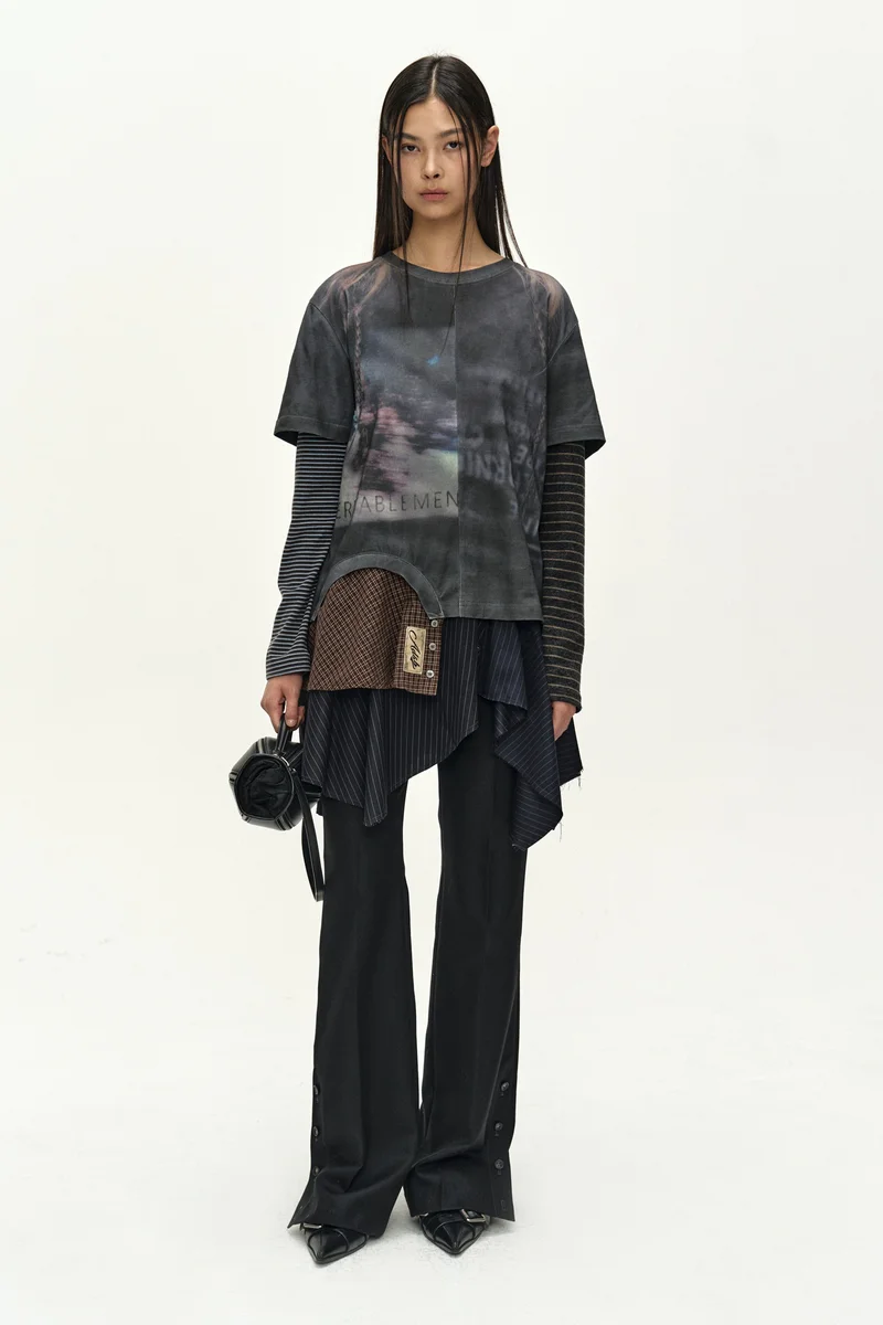 MIXED STRIPE SLEEVE LAYERED TOP 1