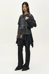 MIXED STRIPE SLEEVE LAYERED TOP thumb 2