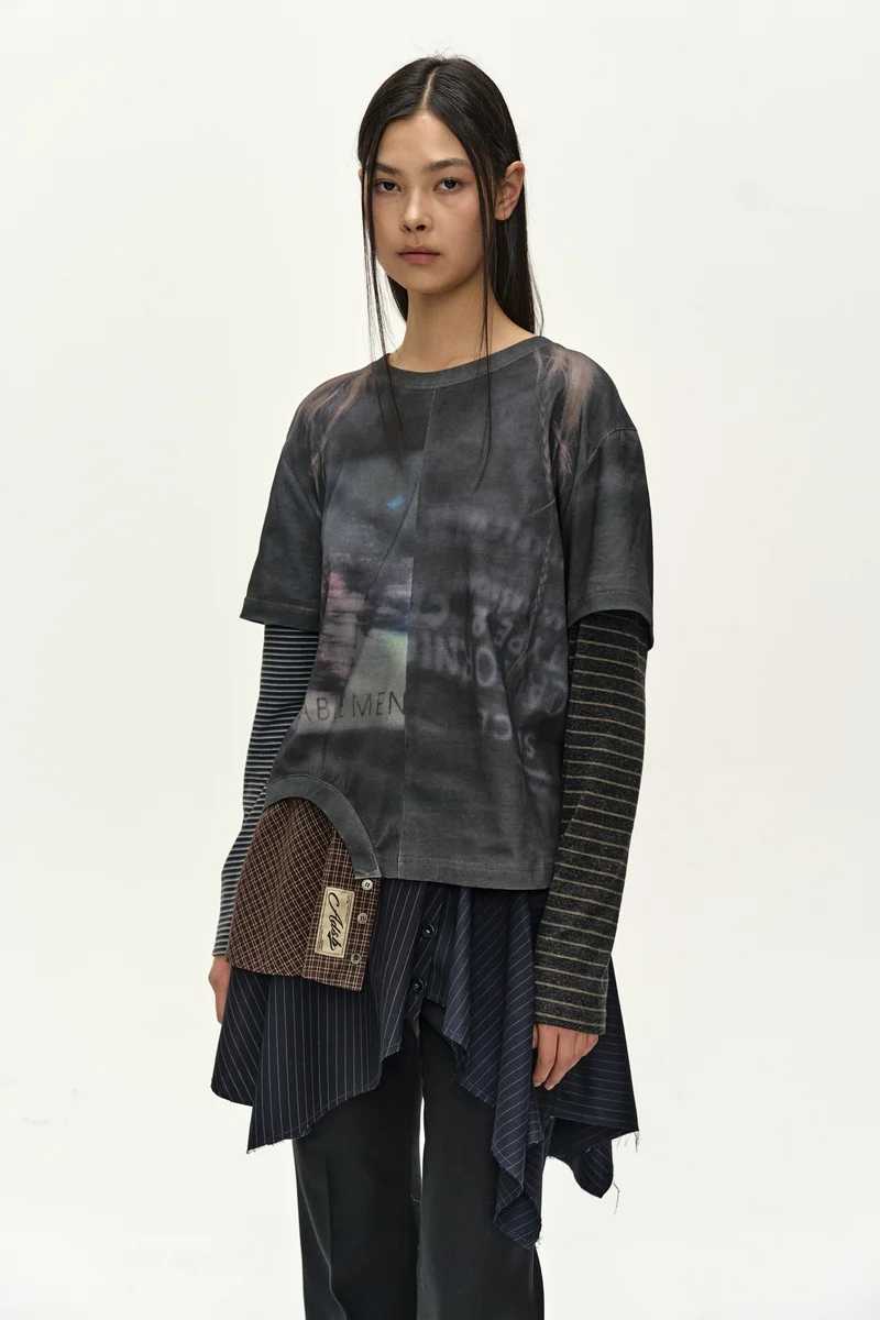 MIXED STRIPE SLEEVE LAYERED TOP 4