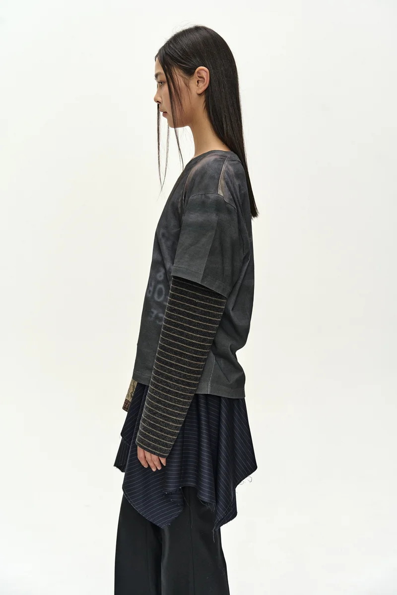 MIXED STRIPE SLEEVE LAYERED TOP 5