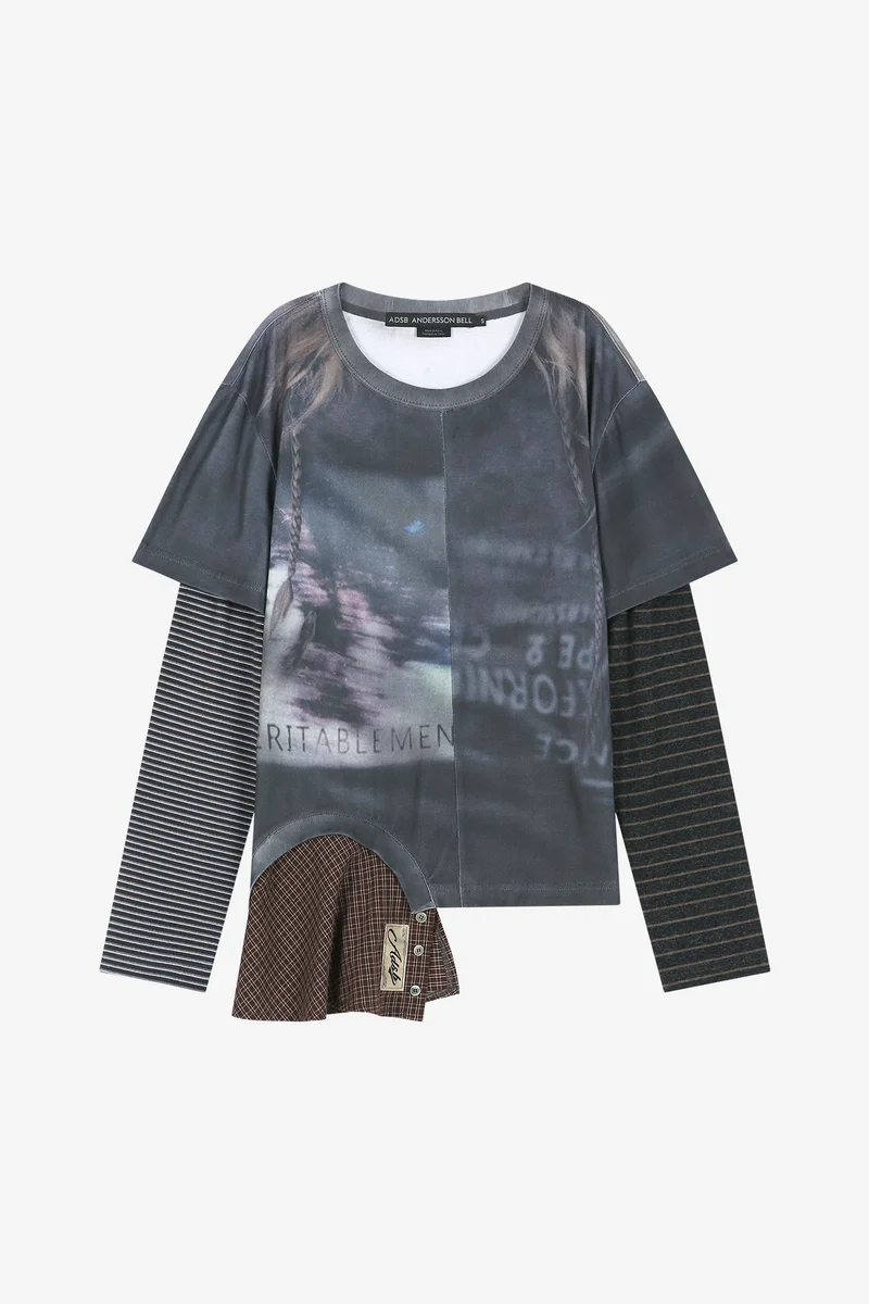 MIXED STRIPE SLEEVE LAYERED TOP 8