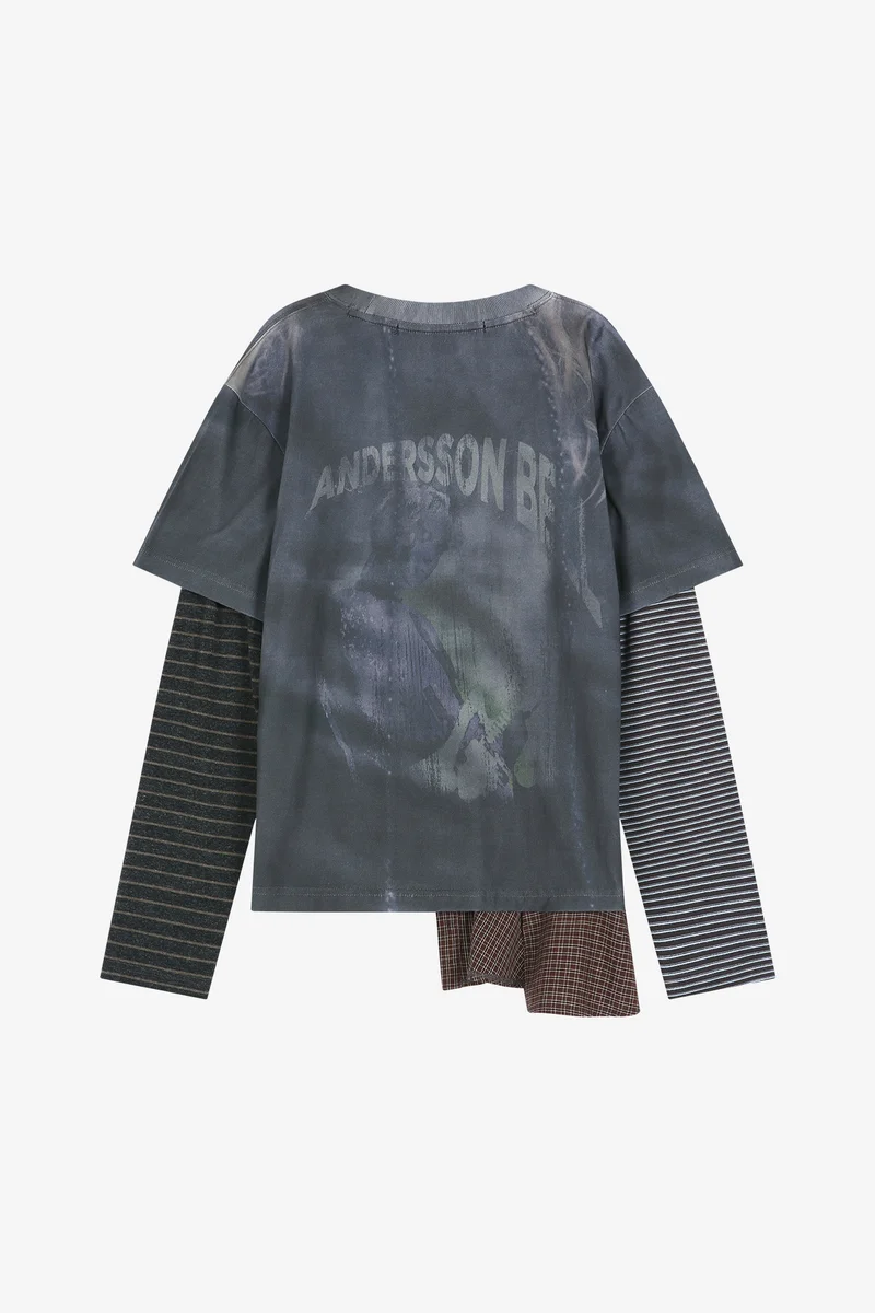 MIXED STRIPE SLEEVE LAYERED TOP 9