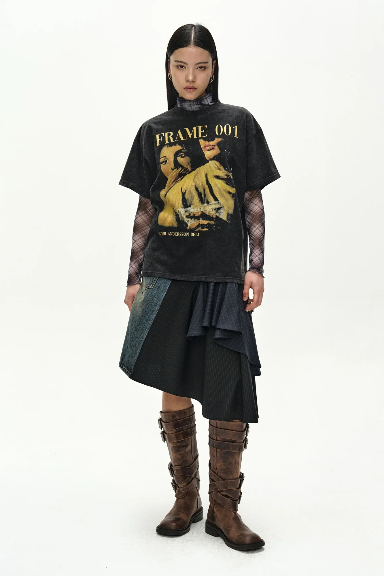 ANDERSSON BELL LAYERED FRAME 001 PRINTED T-SHIRT CHARCOAL