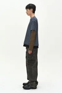 UNISEX STRIPE LAYERED LONG SLEEVE T-SHIRT thumb 2
