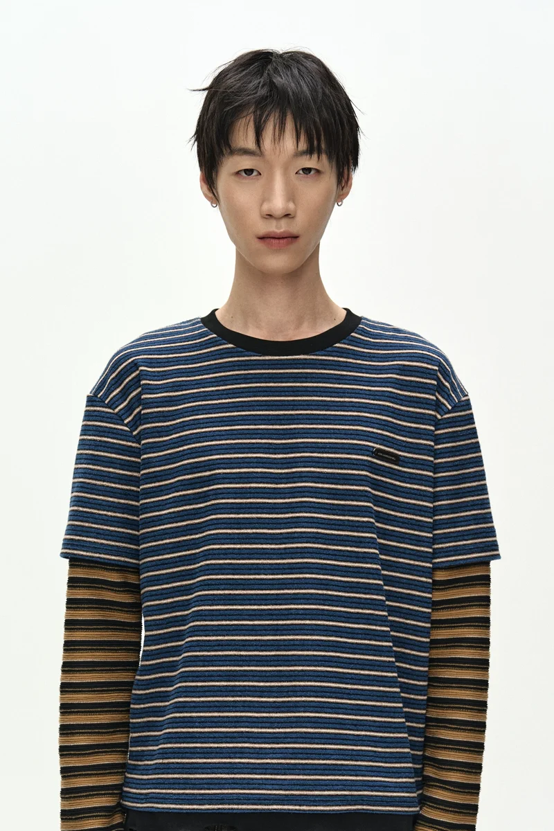 UNISEX STRIPE LAYERED LONG SLEEVE T-SHIRT 3