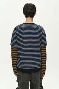 UNISEX STRIPE LAYERED LONG SLEEVE T-SHIRT thumb 4