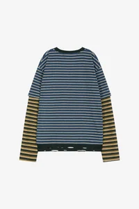 UNISEX STRIPE LAYERED LONG SLEEVE T-SHIRT thumb 9
