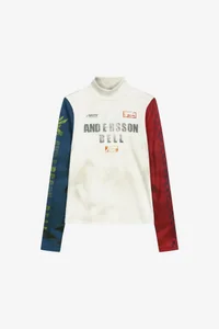 RACING GRAPHIC COLOR-BLOCK HIGH-NECK TOP