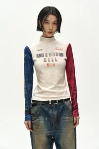 RACING GRAPHIC COLOR-BLOCK HIGH-NECK TOP thumb 5