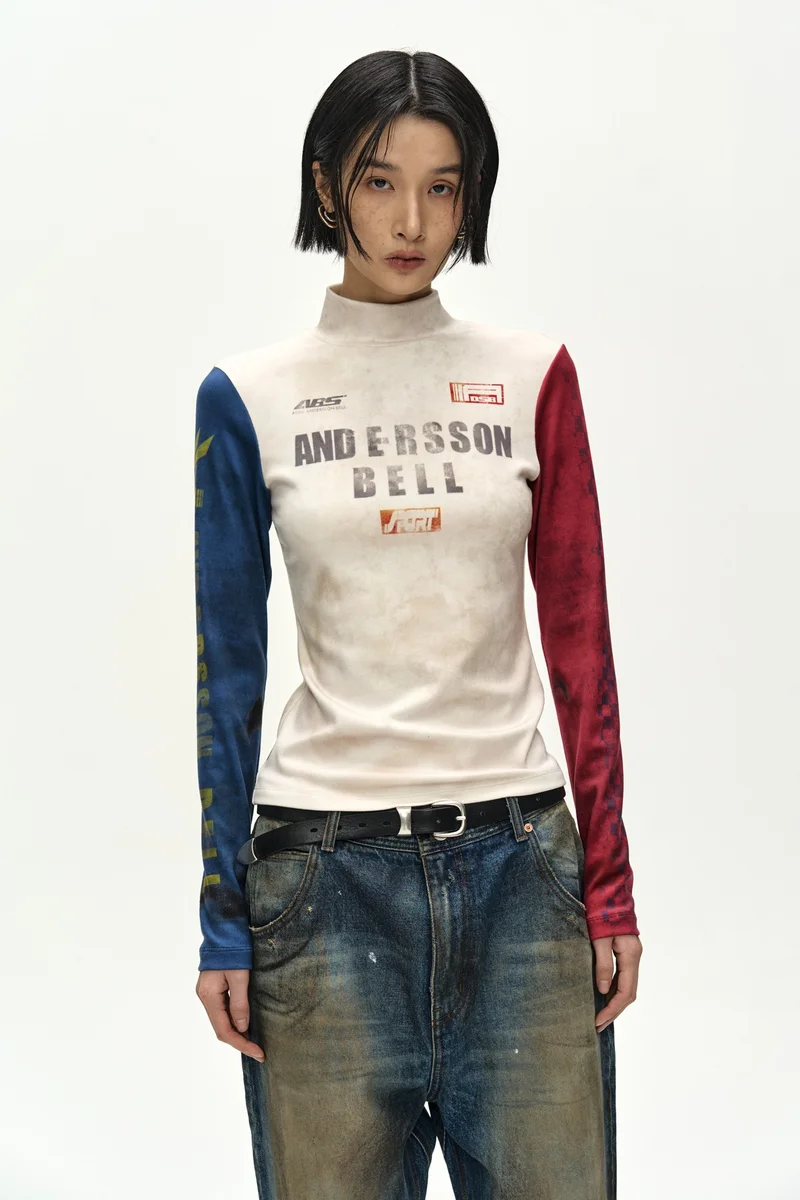 RACING GRAPHIC COLOR-BLOCK HIGH-NECK TOP 5