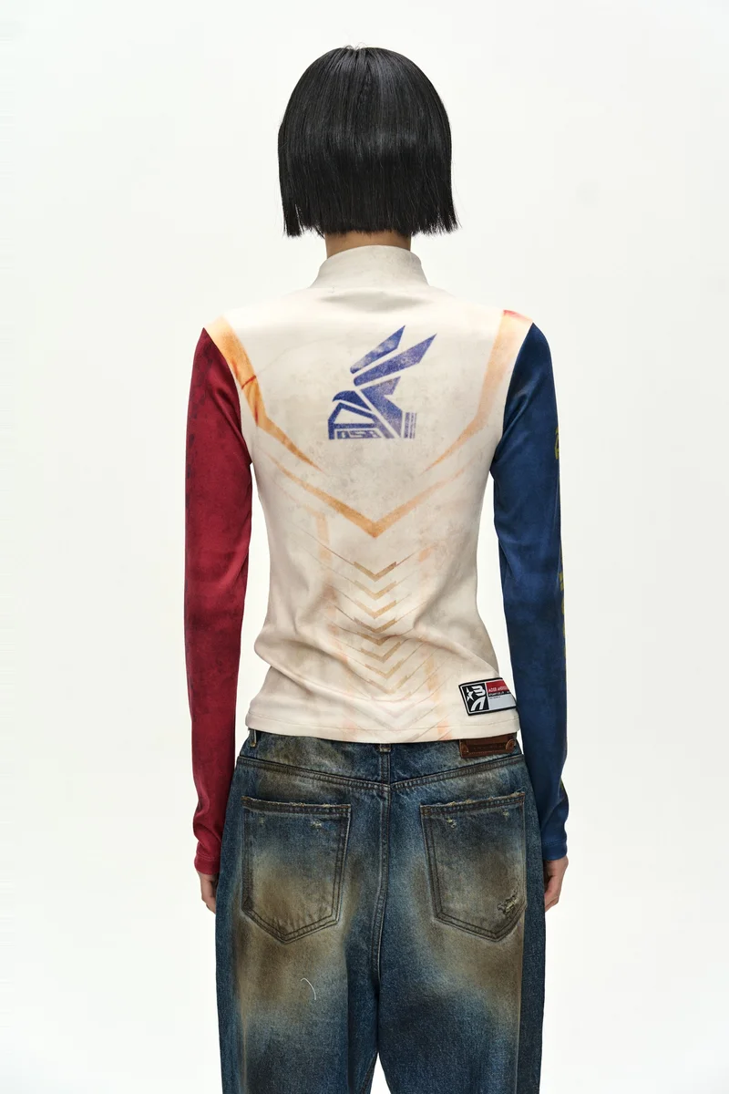 RACING GRAPHIC COLOR-BLOCK HIGH-NECK TOP 7