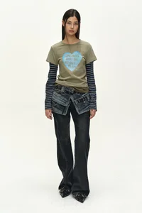 LAYERED HEART MESSAGE LONG SLEEVE T-SHIRT thumb 1