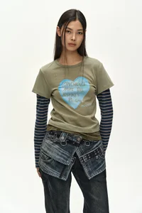 LAYERED HEART MESSAGE LONG SLEEVE T-SHIRT thumb 5