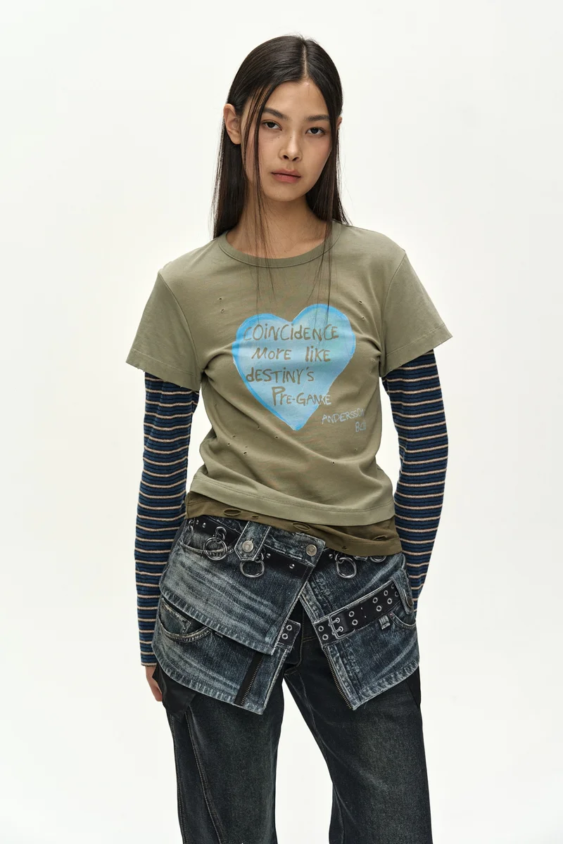 LAYERED HEART MESSAGE LONG SLEEVE T-SHIRT 5