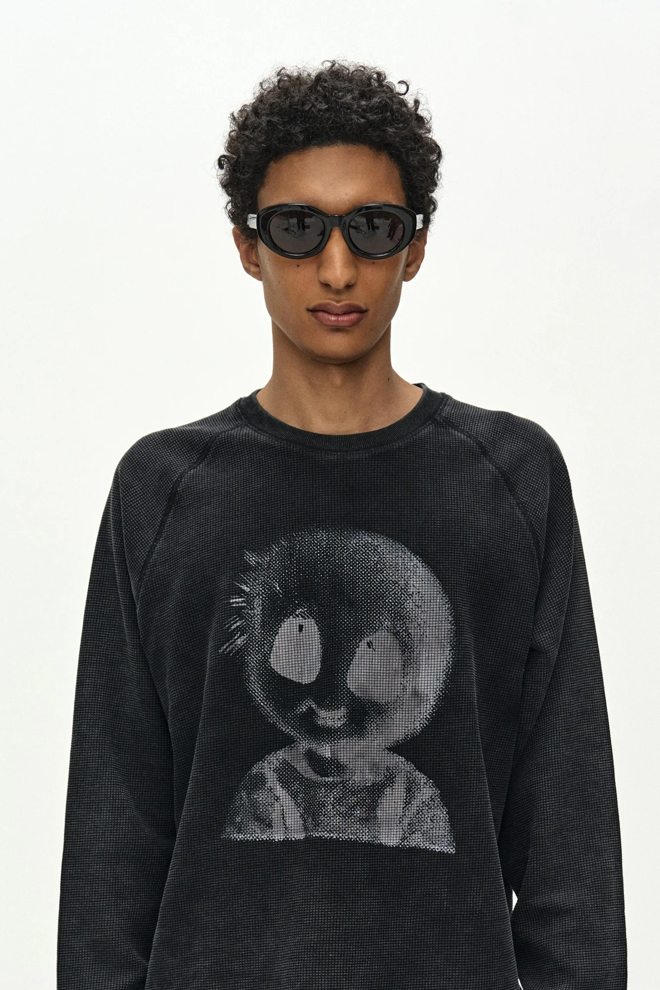 ANDERSSON BELL UNISEX ALIEN MACHINERY WAFFLE LONG SLEEVE T-SHIRT WASHED BLACK