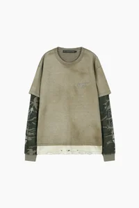 DISTRESS LAYERED LONG SLEEVE T-SHIRT