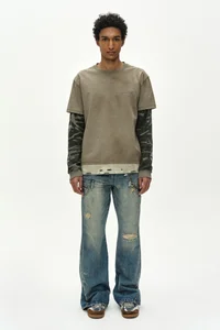 DISTRESS LAYERED LONG SLEEVE T-SHIRT thumb 1