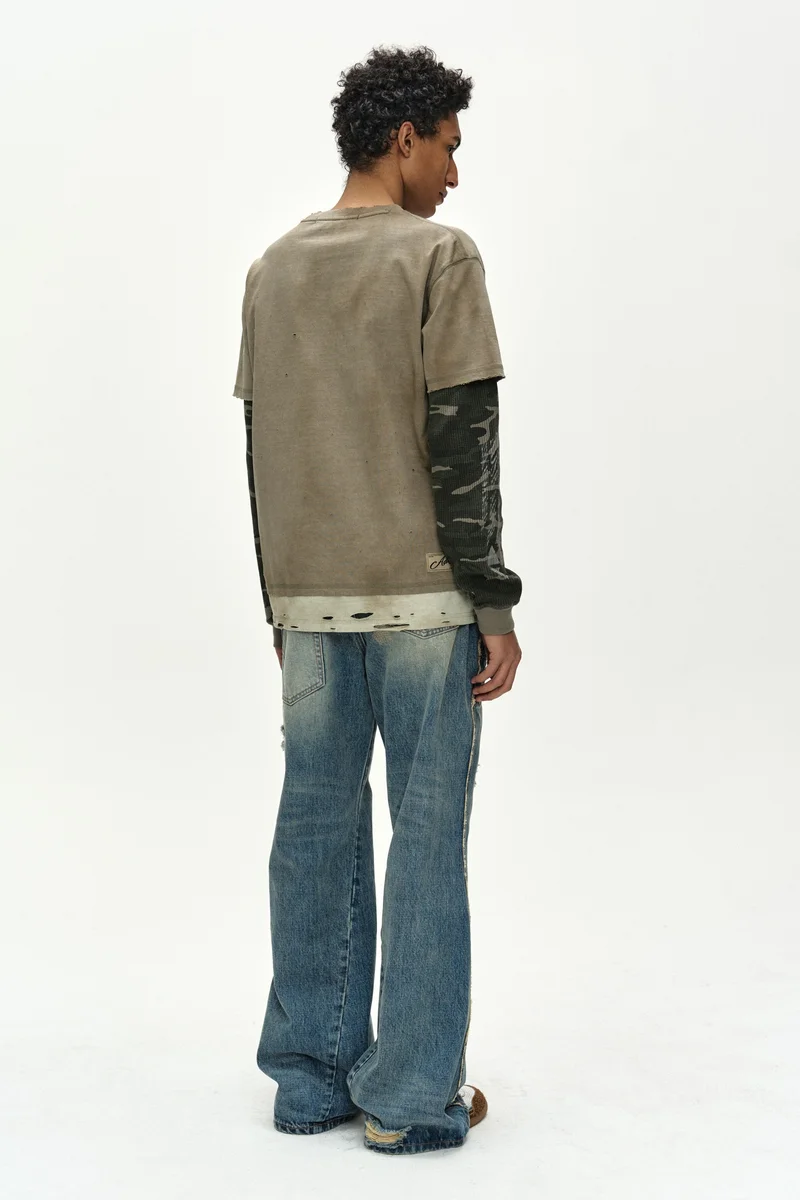 DISTRESS LAYERED LONG SLEEVE T-SHIRT 2