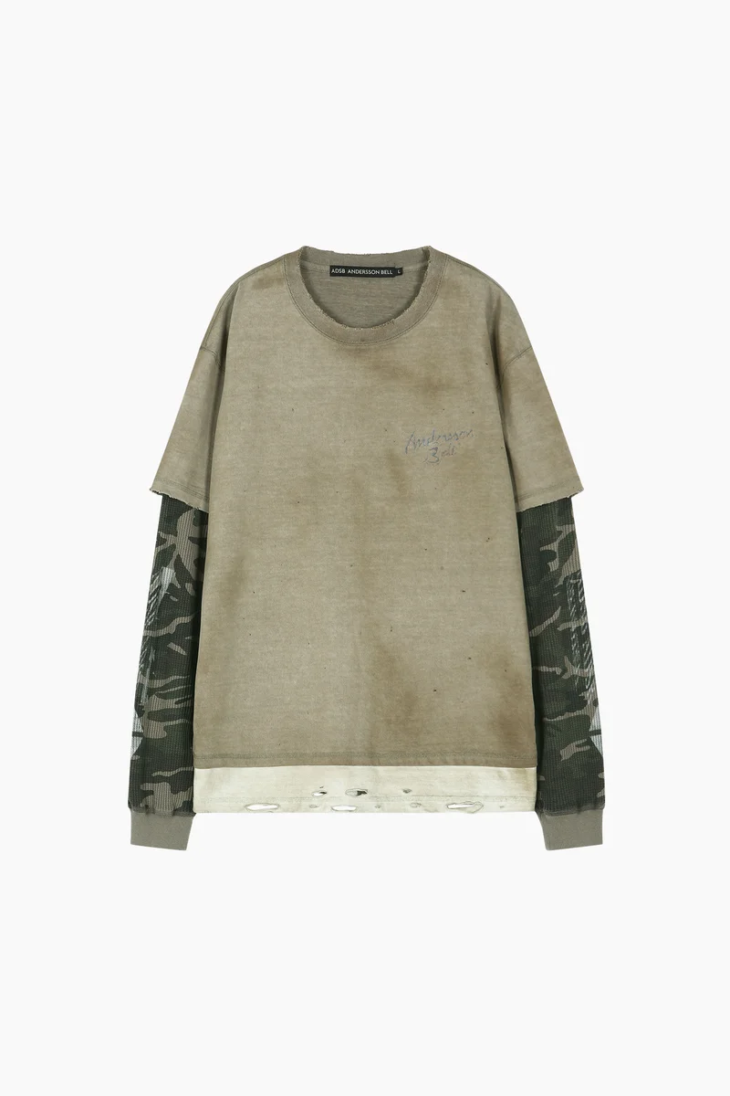 DISTRESS LAYERED LONG SLEEVE T-SHIRT 7