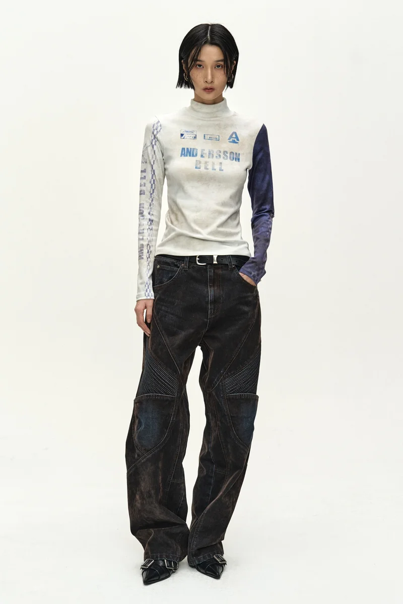 RACING GRAPHIC COLOR-BLOCK HIGH-NECK TOP 2