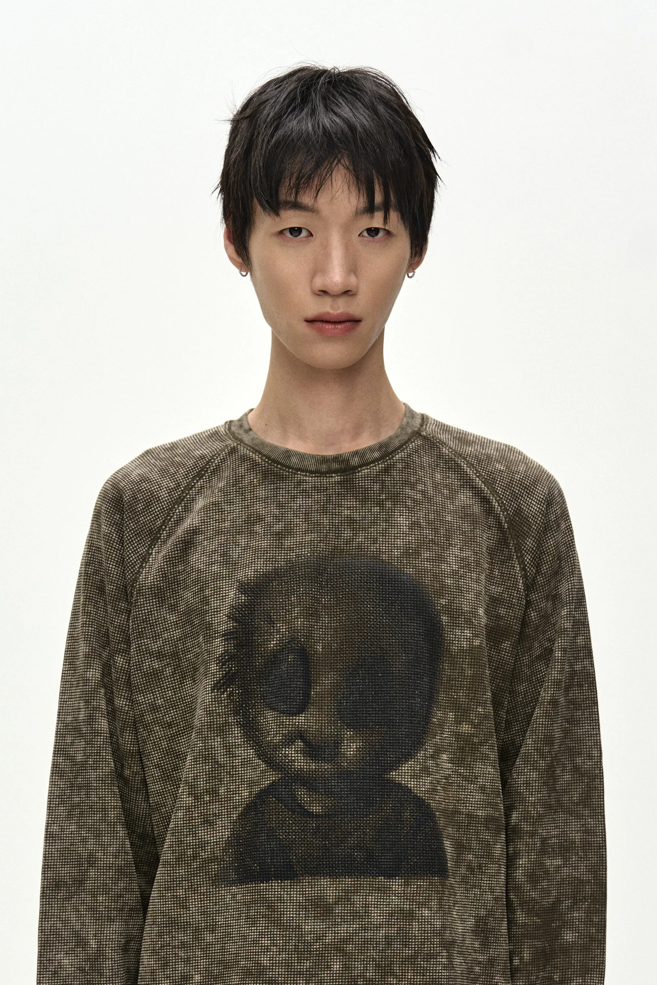 ANDERSSON BELL UNISEX ALIEN MACHINERY WAFFLE LONG SLEEVE T-SHIRT WASHED KHAKI