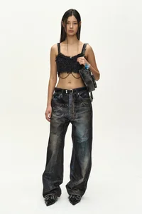 RAW CHAIN-EDGE TWEED BRALETTE thumb 1