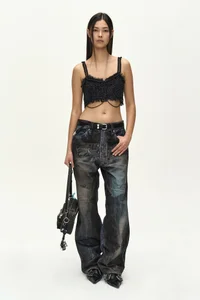 RAW CHAIN-EDGE TWEED BRALETTE thumb 2