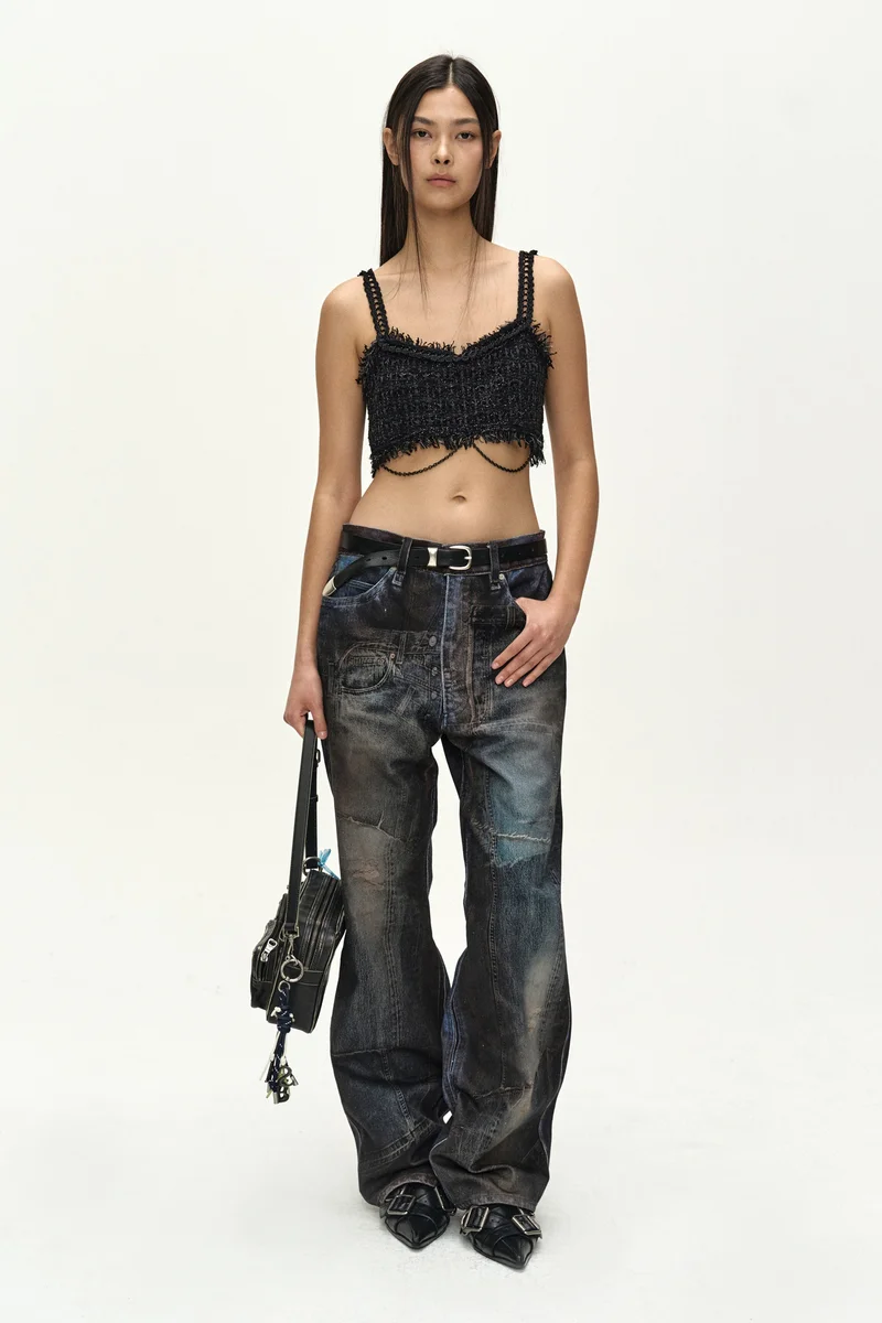 RAW CHAIN-EDGE TWEED BRALETTE 2
