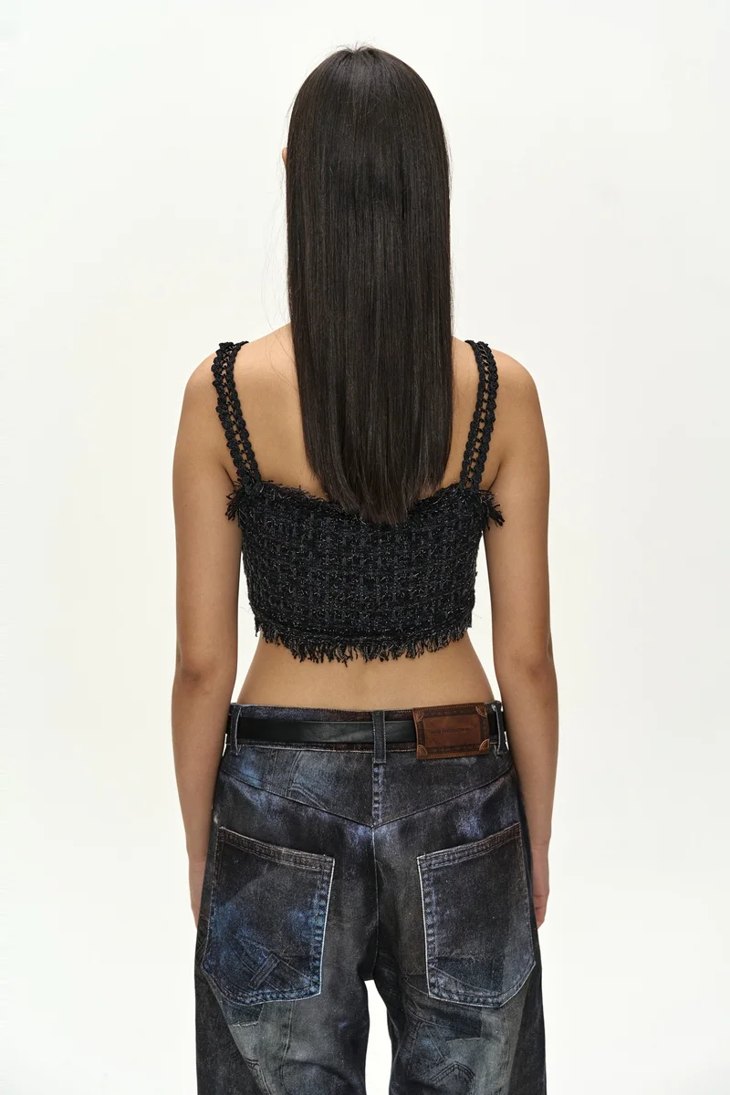 RAW CHAIN-EDGE TWEED BRALETTE 5