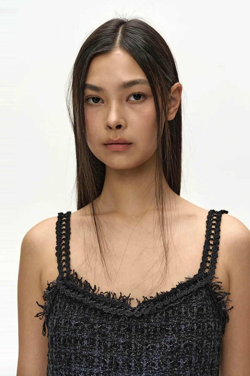 RAW CHAIN-EDGE TWEED BRALETTE 6