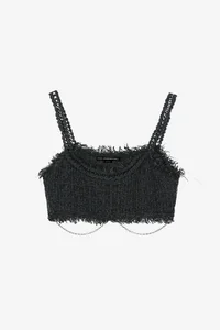RAW CHAIN-EDGE TWEED BRALETTE thumb 8