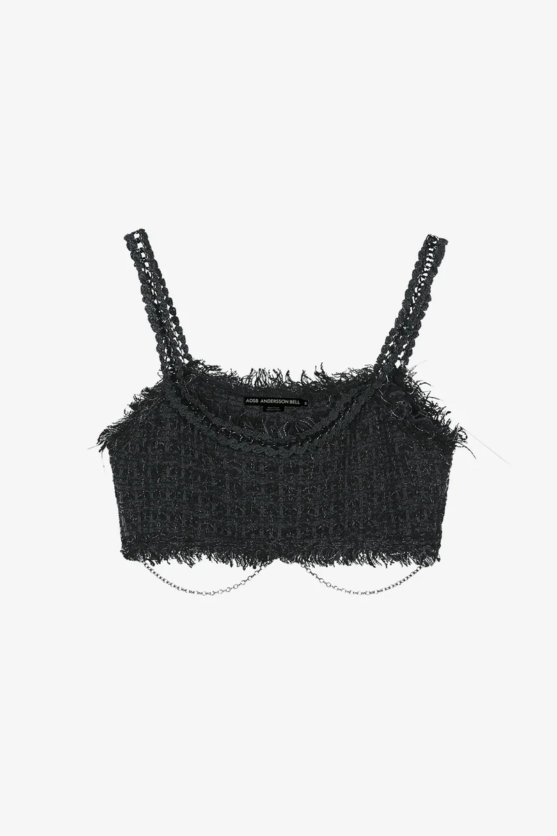 RAW CHAIN-EDGE TWEED BRALETTE 8