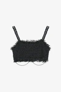 RAW CHAIN-EDGE TWEED BRALETTE thumb 9