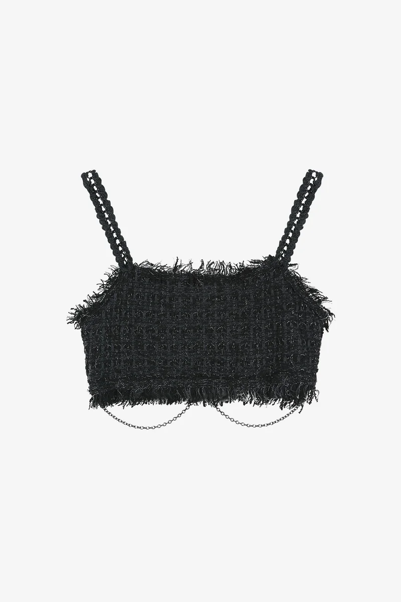 RAW CHAIN-EDGE TWEED BRALETTE 9